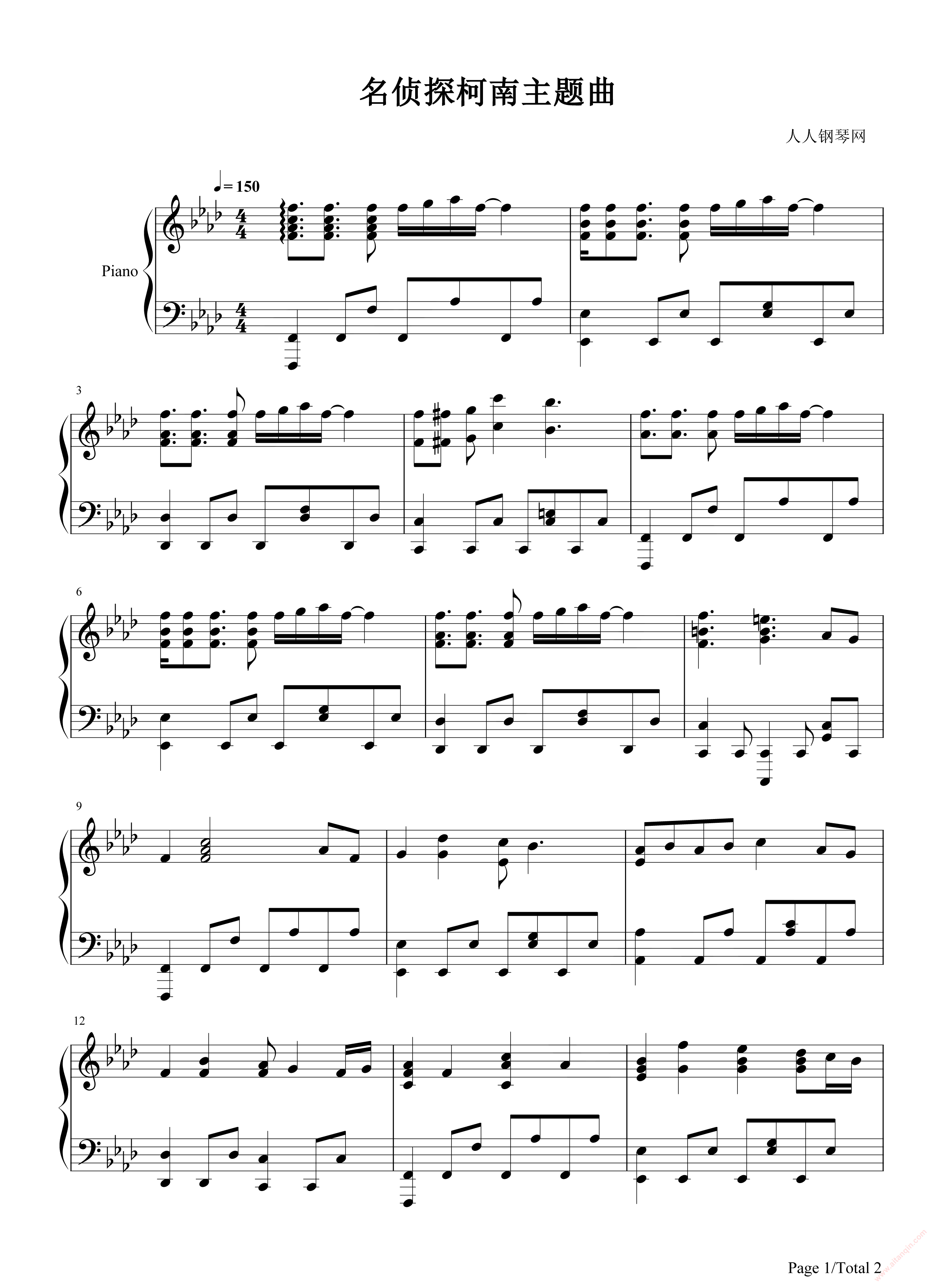 名侦探柯南M13主题曲-PUZZLE (for Piano Four Hands)钢琴谱-Tacrevlis-虫虫乐谱